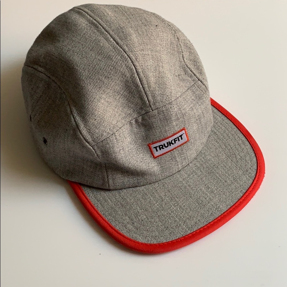 “Trukfit” Gray Panel Hat w/ Red Rim